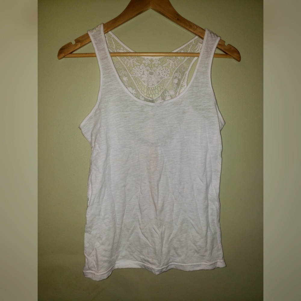 White lace back top